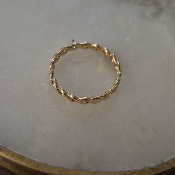 Delicate Gold Plated Twisted Rope Stacking Ring size 7 - Picture 6 of 6